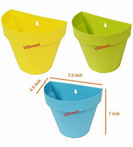 Garden Vertical Wall and Grill Hanging Planter (Multicolour) -Set of 6