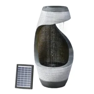 Gardeon Solar Fountain Water Feature Bird Bath Outdoor Garden Cascade 48CM Grey FOUNT-B-WATF-50-GY dried flowers  