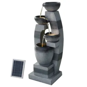 Gardeon Solar Fountain Water Feature Outdoor Fountain Indoor 3-Tier Bowl Cascading Grey FOUNT-MUSHROOM-4LVL-GR dried flowers  