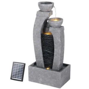 Gardeon Solar Fountain Water Feature Outdoor Fountain Indoor 3-Tier Cascading Grey FOUNT-B-MUSHROOM-2LVL-GR dried flowers  