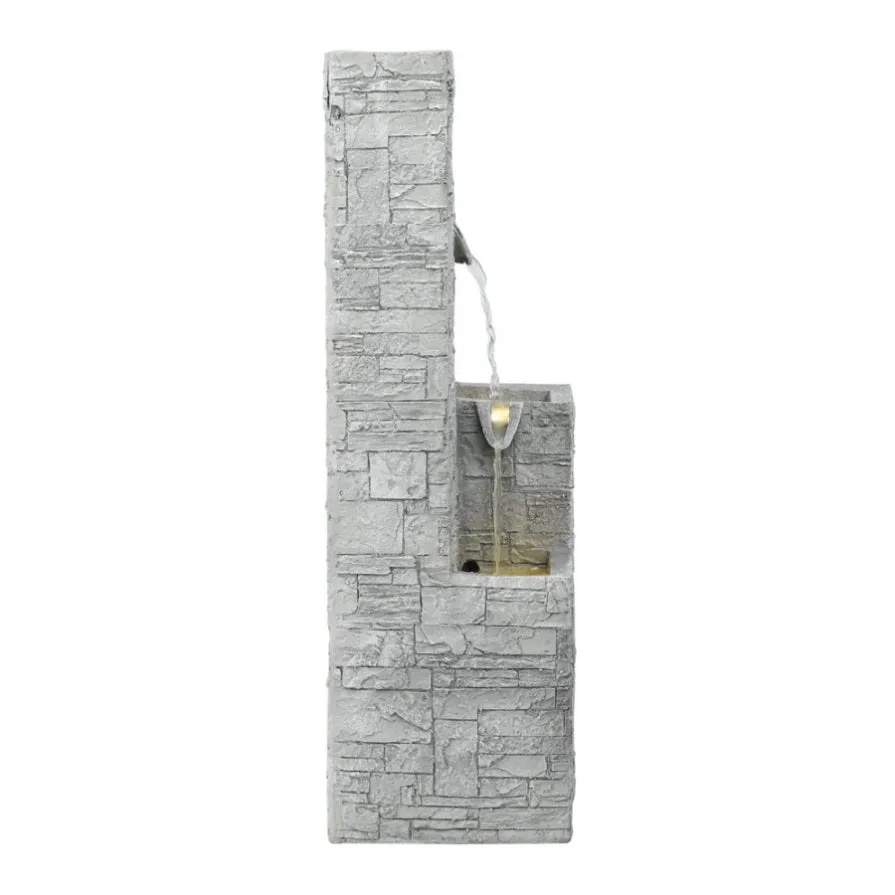 Gardeon Solar Fountain Water Feature Outdoor Indoor 4-Tier Square Cascading Beige FOUNT-SQUARE-4LVL-BG