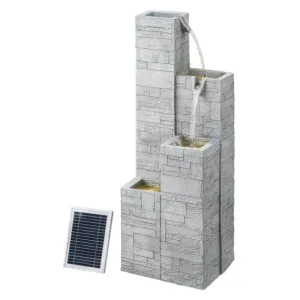 Gardeon Solar Fountain Water Feature Outdoor Indoor 4-Tier Square Cascading Beige FOUNT-SQUARE-4LVL-BG dried flowers  