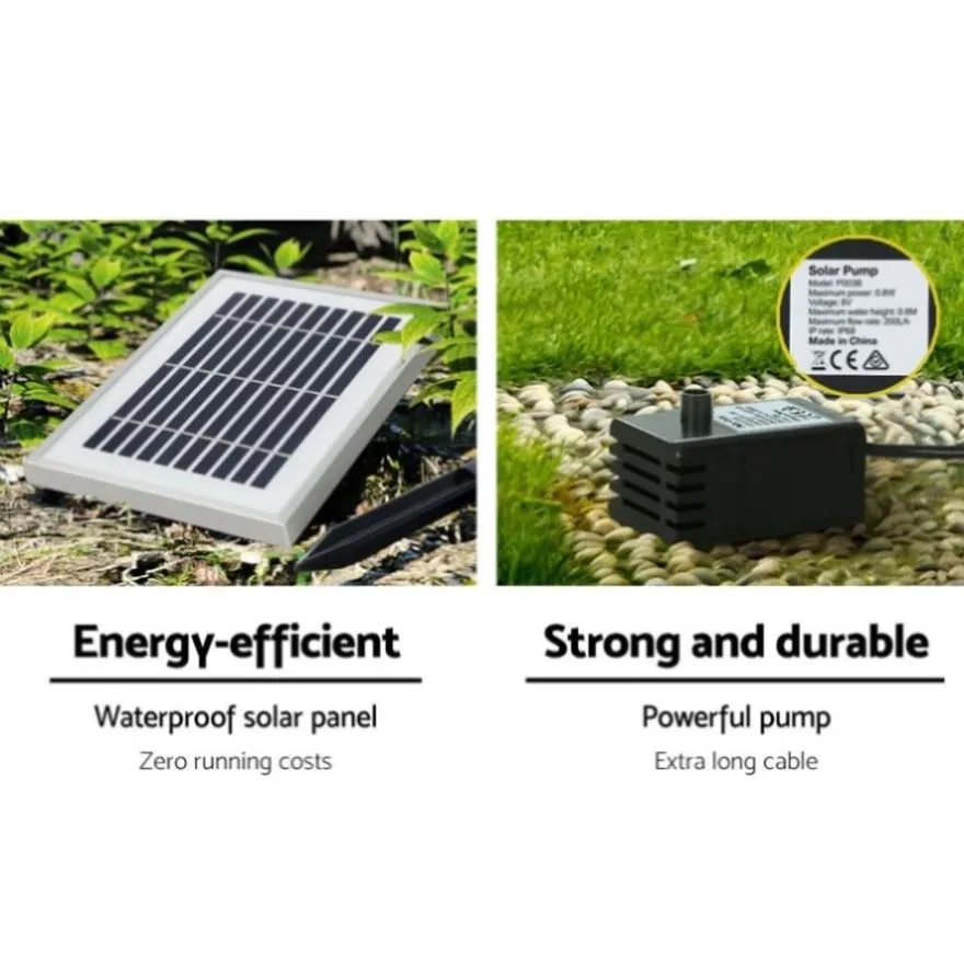 Gardeon Solar Fountain Water Fountain Feature Cascading Fountain LED Lights 76CM Grey FOUNT-STEAN-3LVL-BR