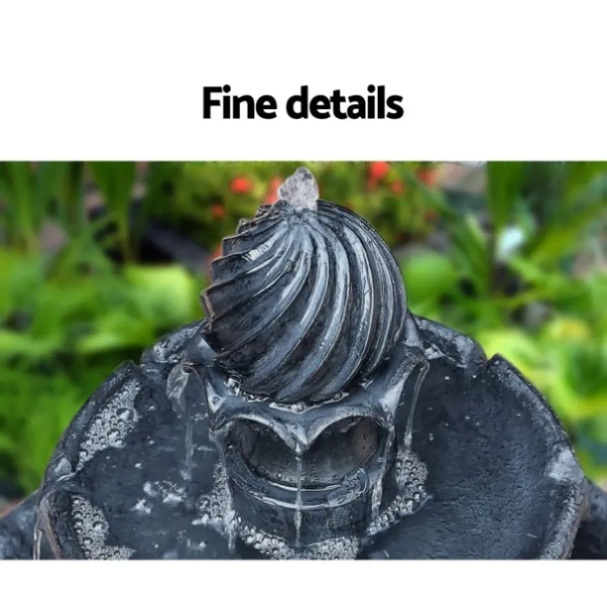 Gardeon Solar Water Feature 3-Tier Fountain with Pump Kit Bird Bath 93CM Black FOUNT-3LVL-BK