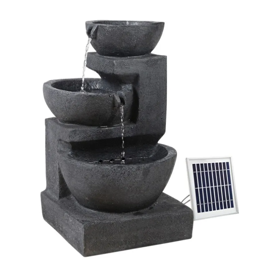 Gardeon Solar Water Feature Cascading Fountain 3-Tier Bowl LED Lights 60CM Blue FOUNT-BOWL-3LVL-BLUE dried flowers  