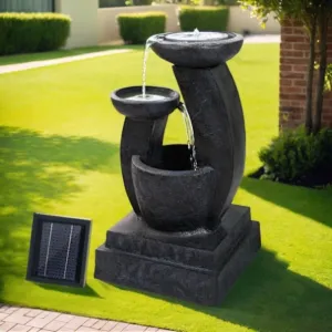 Gardeon Solar Water Feature Cascading Fountain 3-Tier Mushroom LED Light 70CM FOUNT-MUSHROOM-BLUE dried flowers  