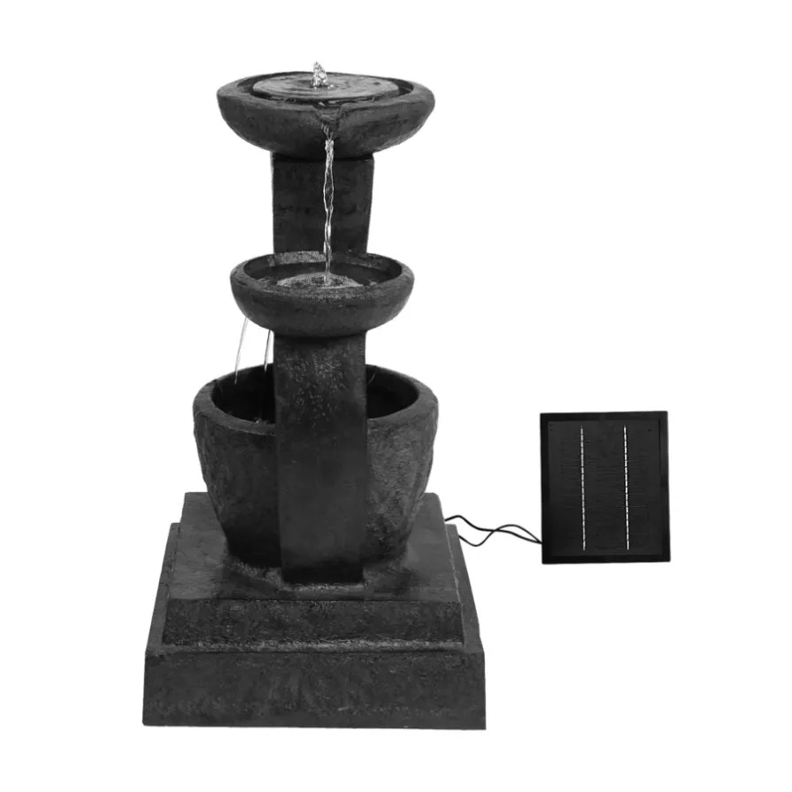 Gardeon Solar Water Feature Cascading Fountain 3-Tier Mushroom LED Light 70CM FOUNT-MUSHROOM-BLUE