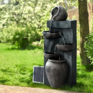 Gardeon Solar Water Feature Cascading Fountain 5 Tiered Bowl Bird Bath 99CM FOUNT-BOWL-5LVL-BR dried flowers  