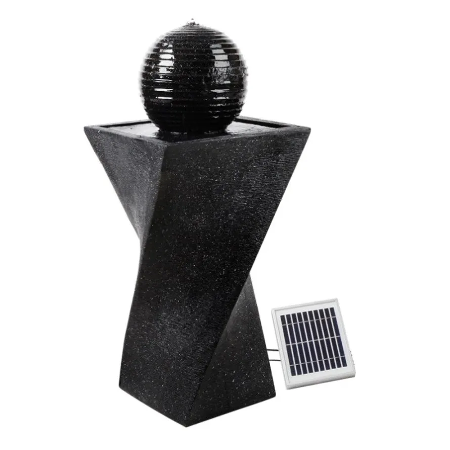 Gardeon Solar Water Feature Twisted Fountain LED Light Bird Bath 85CM Black FOUNT-MOON-BK dried flowers  
