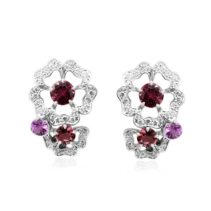 Garrard Tudor Rose Diamond & Gem Earrings - 18ct White Gold