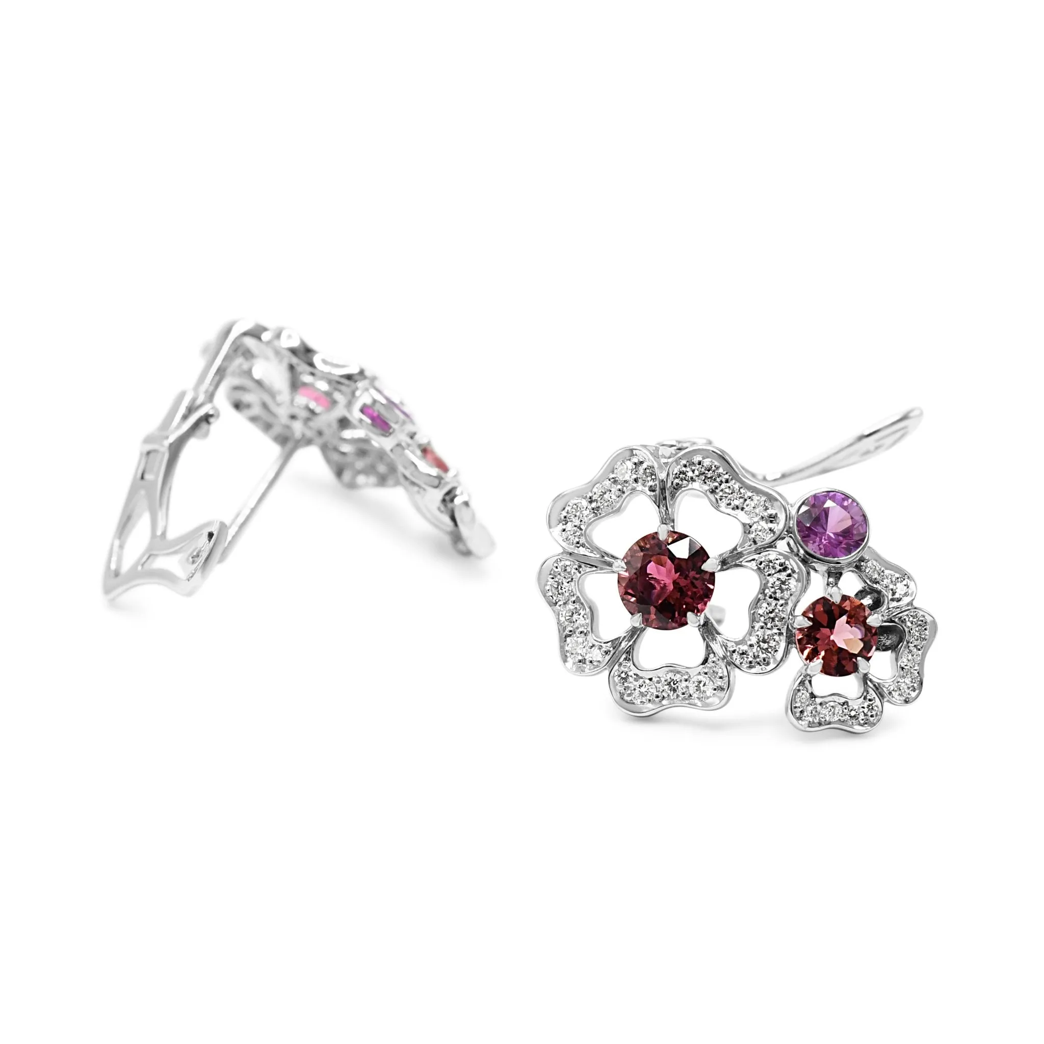 Garrard Tudor Rose Diamond & Gem Earrings - 18ct White Gold