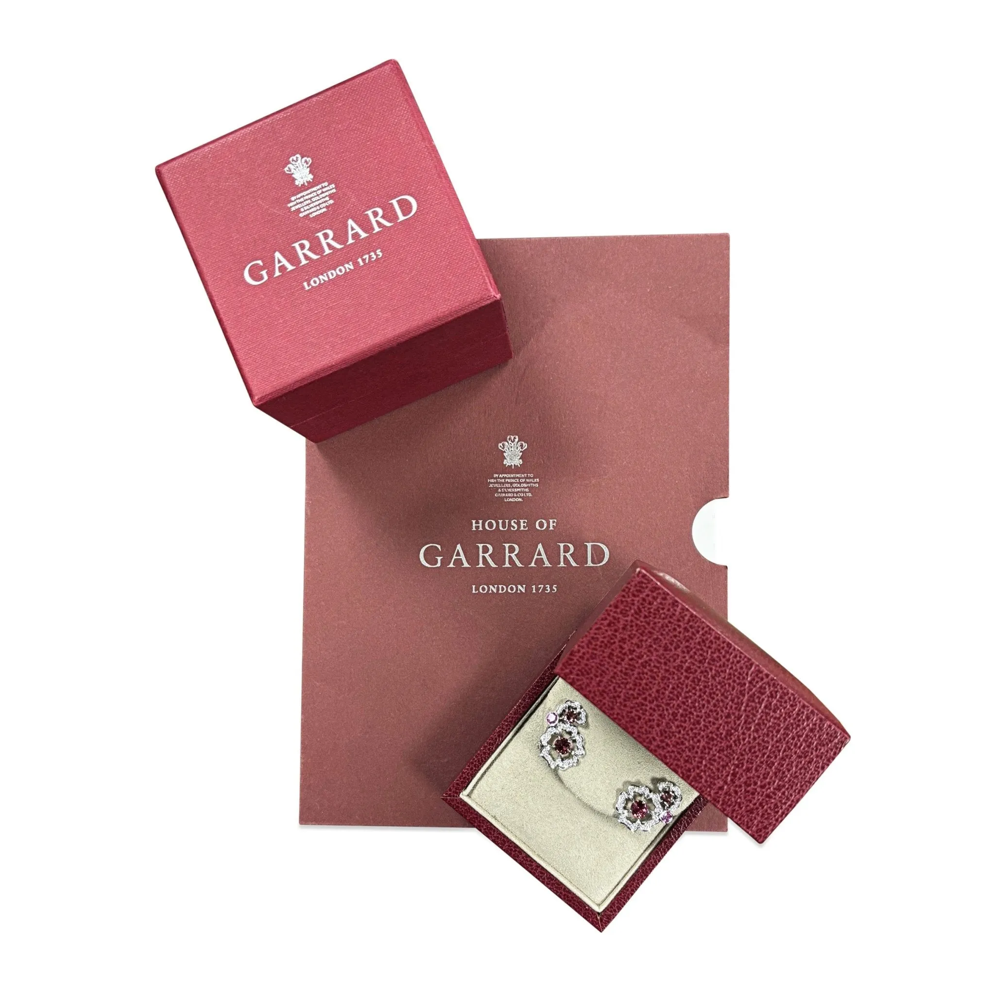 Garrard Tudor Rose Diamond & Gem Earrings - 18ct White Gold