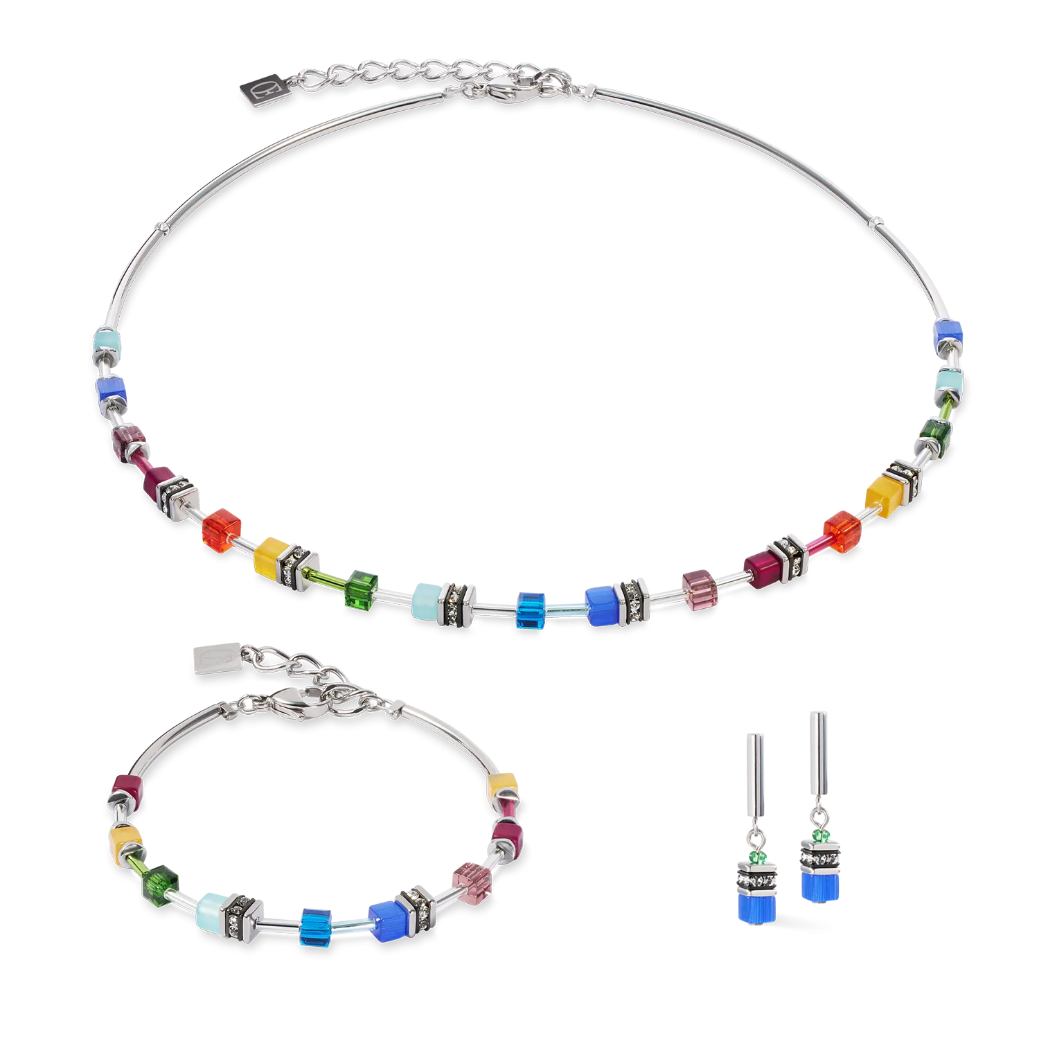 GeoCUBE? Lite Mini Bracelet Rainbow silver