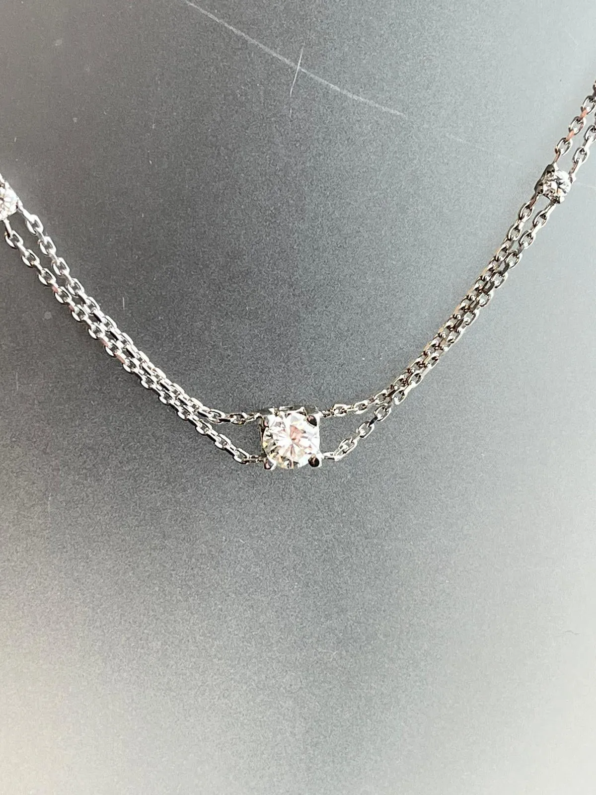 GIA 2.40ct Natural Diamonds 1.19ct Center Stone I VS 14K White?Gold Necklace