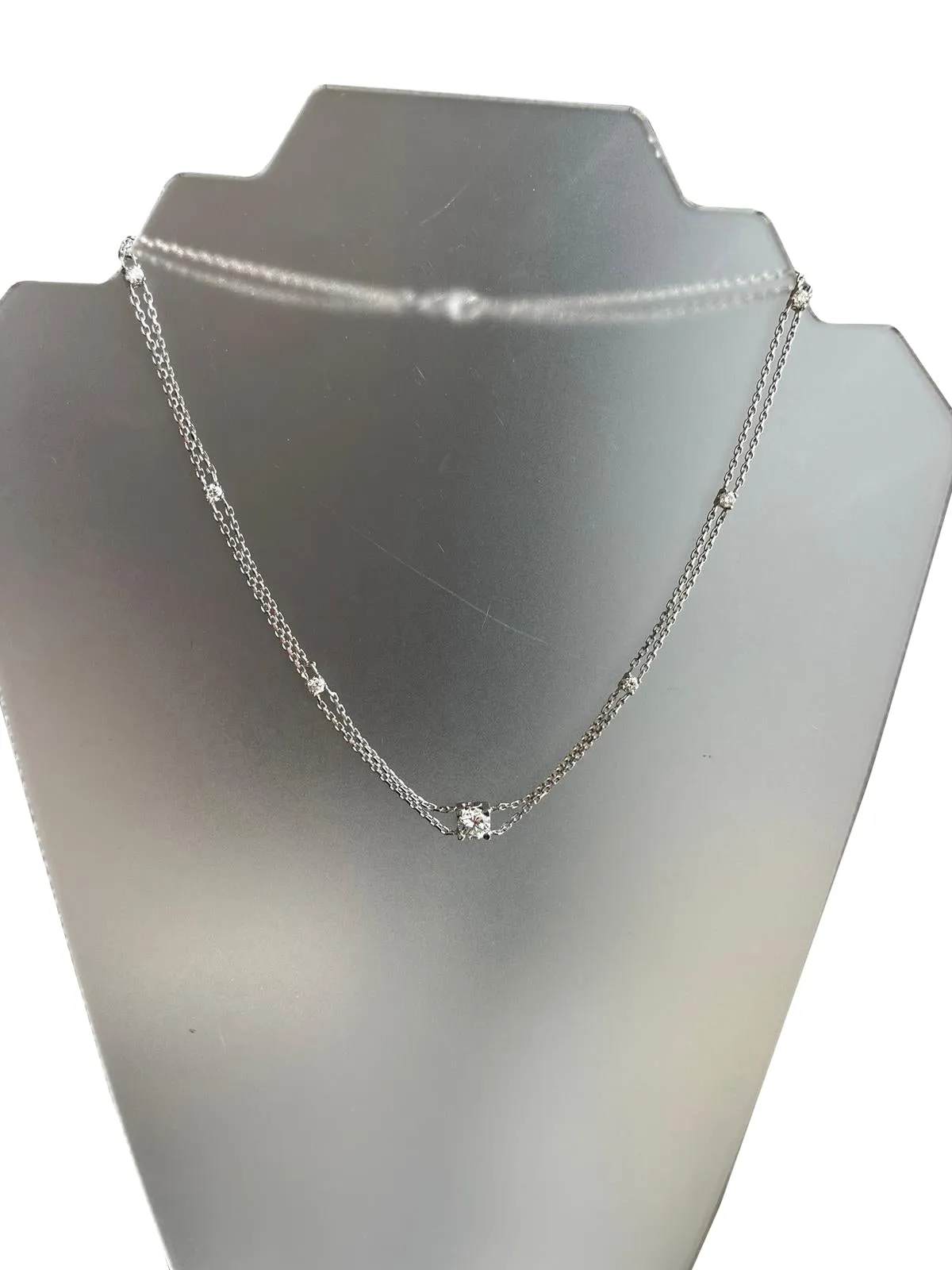 GIA 2.40ct Natural Diamonds 1.19ct Center Stone I VS 14K White?Gold Necklace