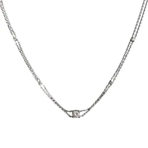 GIA 2.40ct Natural Diamonds 1.19ct Center Stone I VS 14K White?Gold Necklace