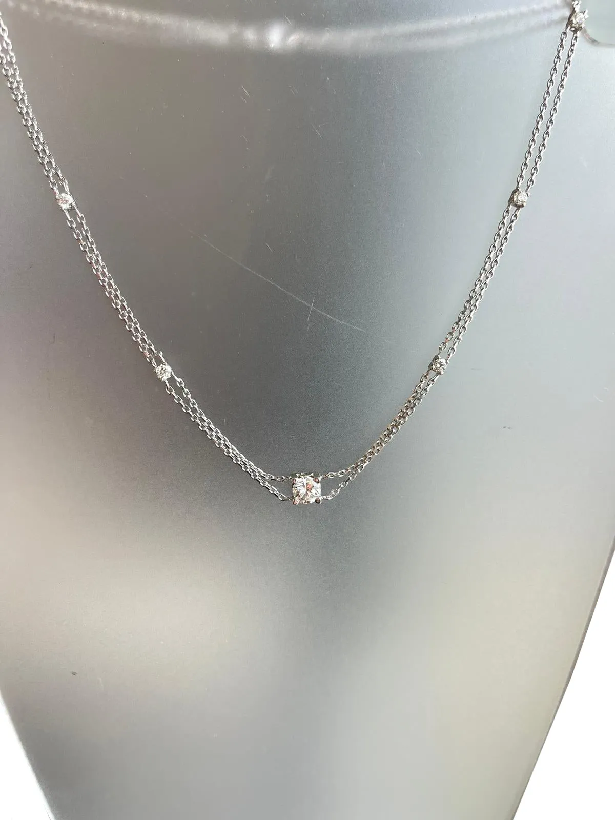 GIA 2.40ct Natural Diamonds 1.19ct Center Stone I VS 14K White?Gold Necklace