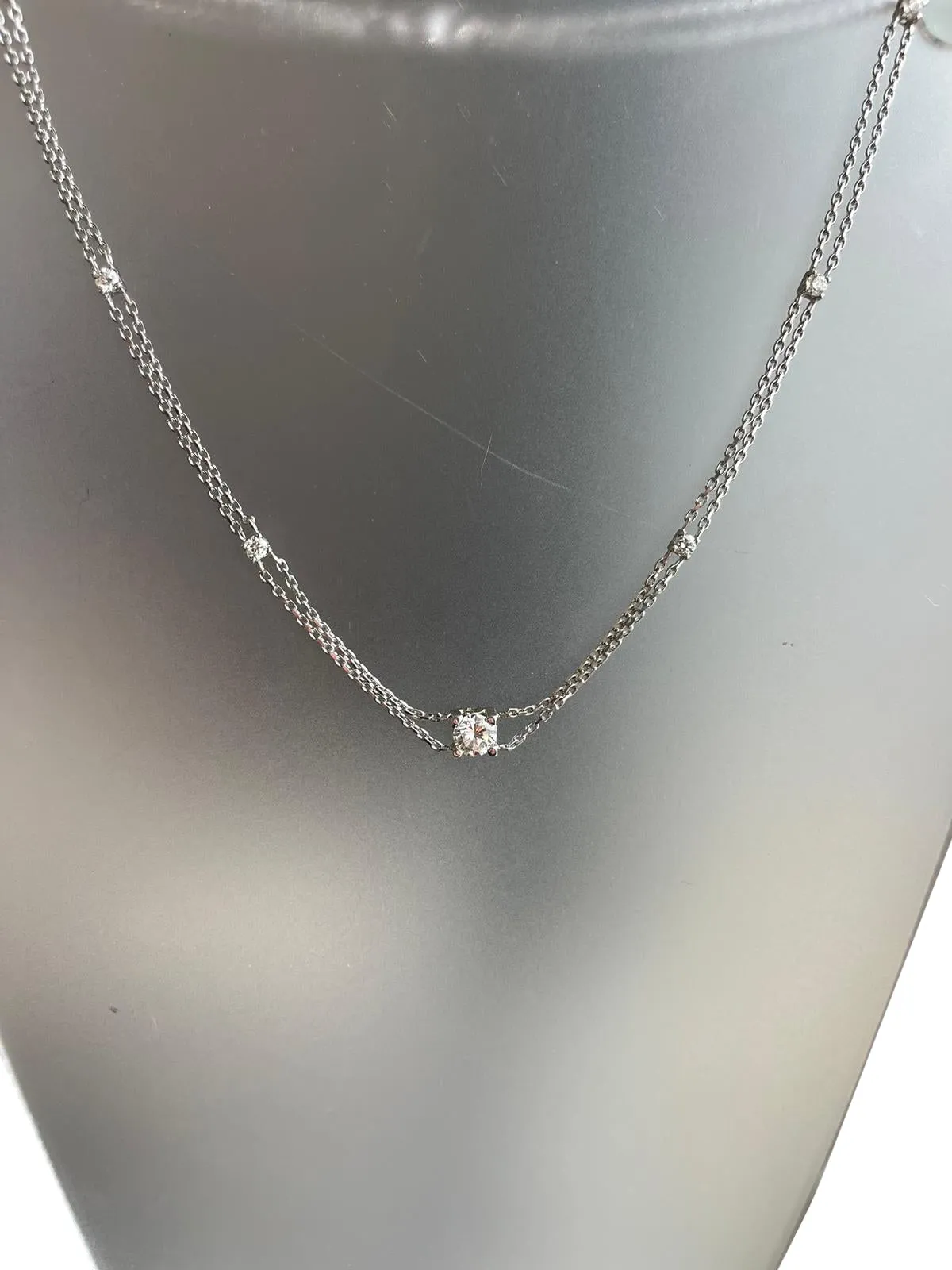 GIA 2.40ct Natural Diamonds 1.19ct Center Stone I VS 14K White?Gold Necklace
