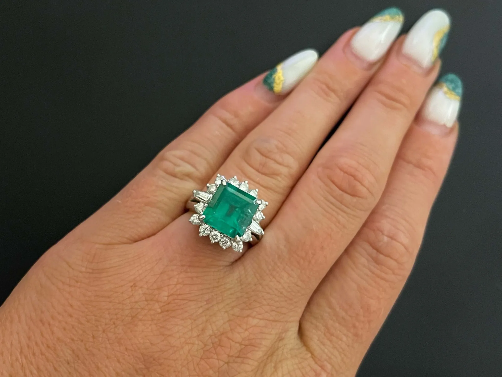 GIA Rare 4.24 ct. Fine Colombian Emerald & Diamond Platinum Ring