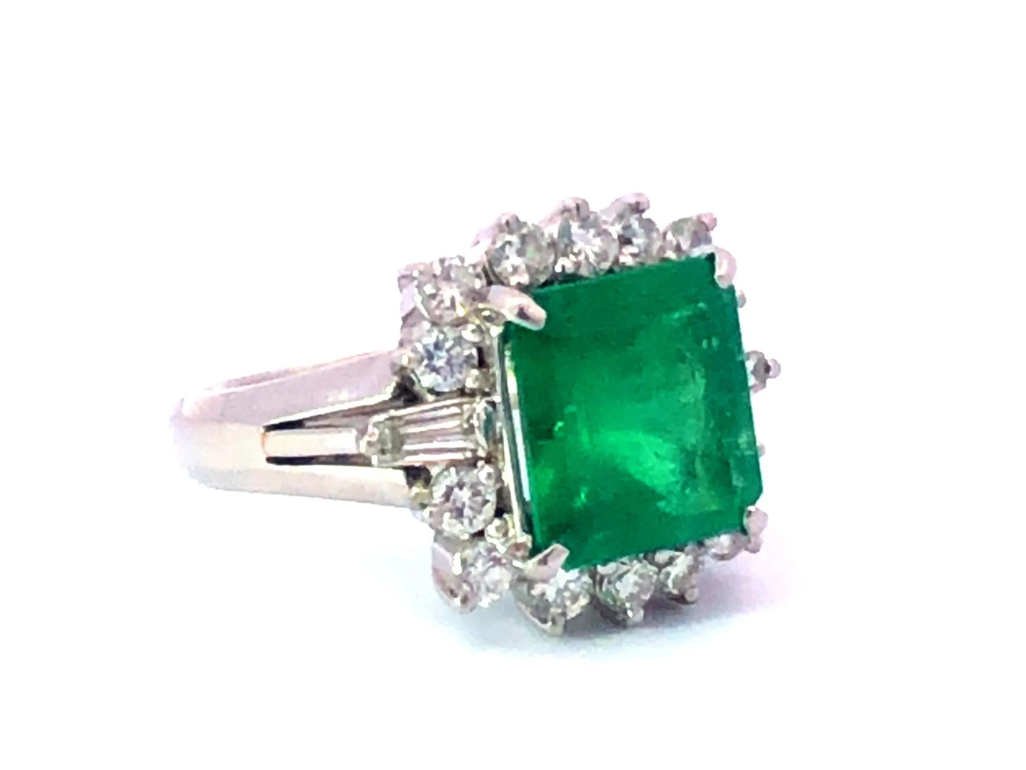 GIA Rare 4.24 ct. Fine Colombian Emerald & Diamond Platinum Ring