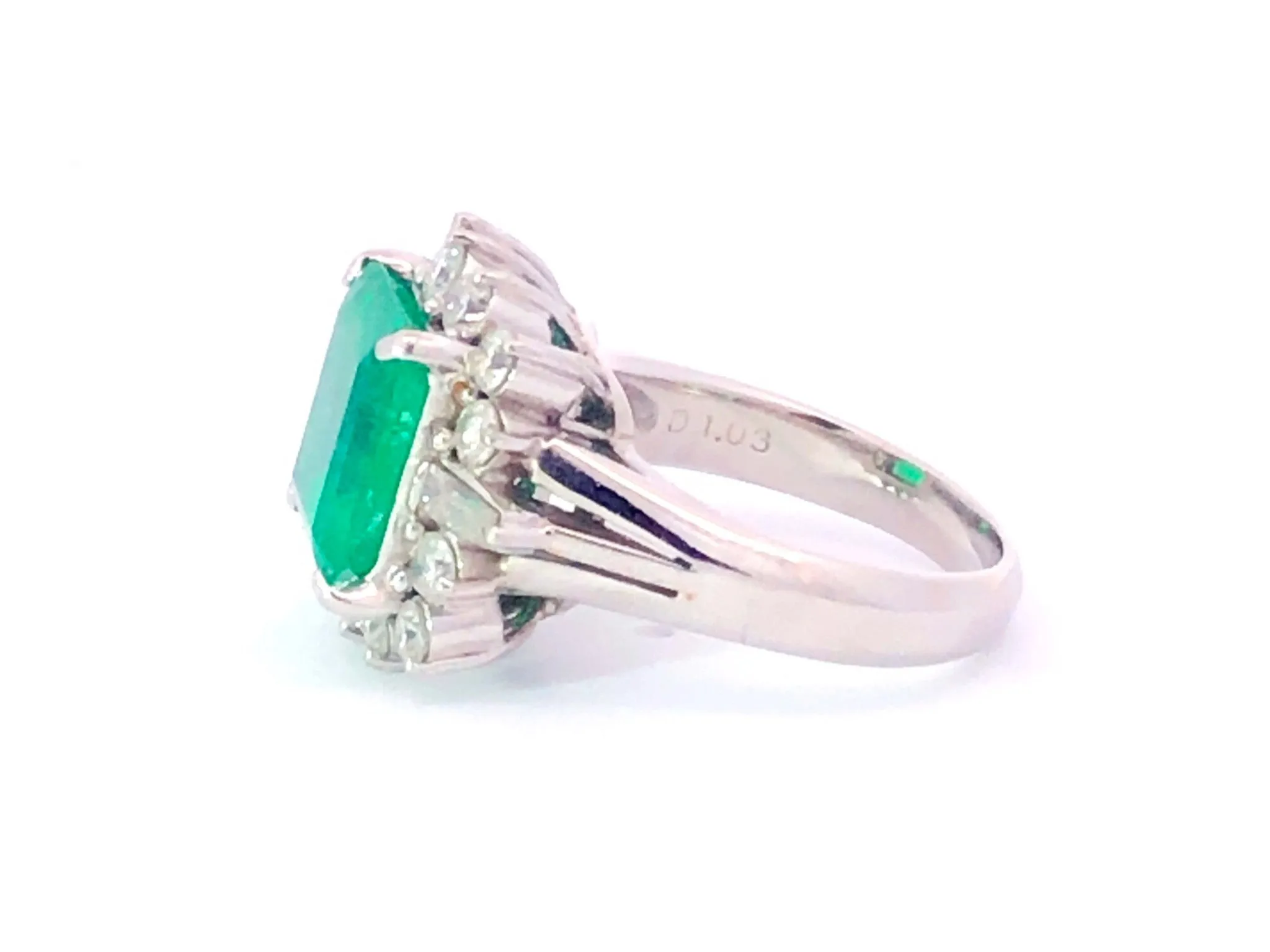 GIA Rare 4.24 ct. Fine Colombian Emerald & Diamond Platinum Ring