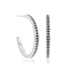 Gigi Hoop Earrings in Black Spinel