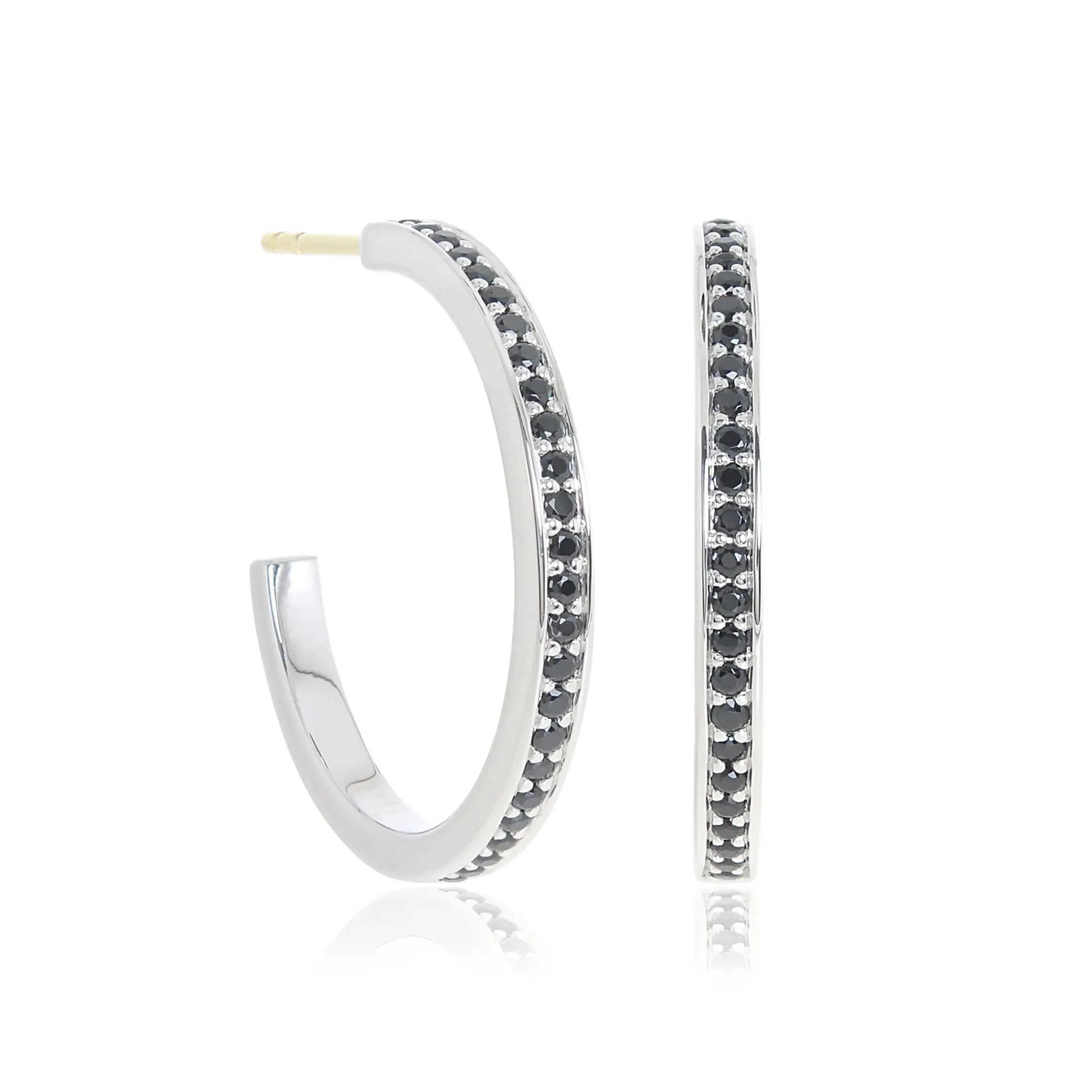 Gigi Hoop Earrings in Black Spinel