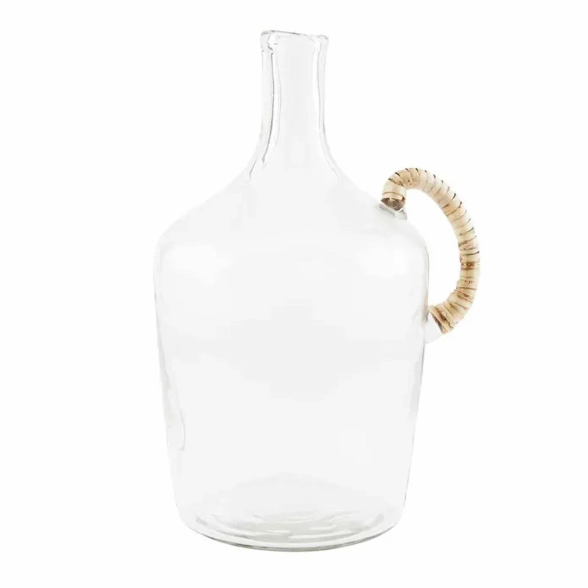 Glass Jug With Wicker Wrapped Handle