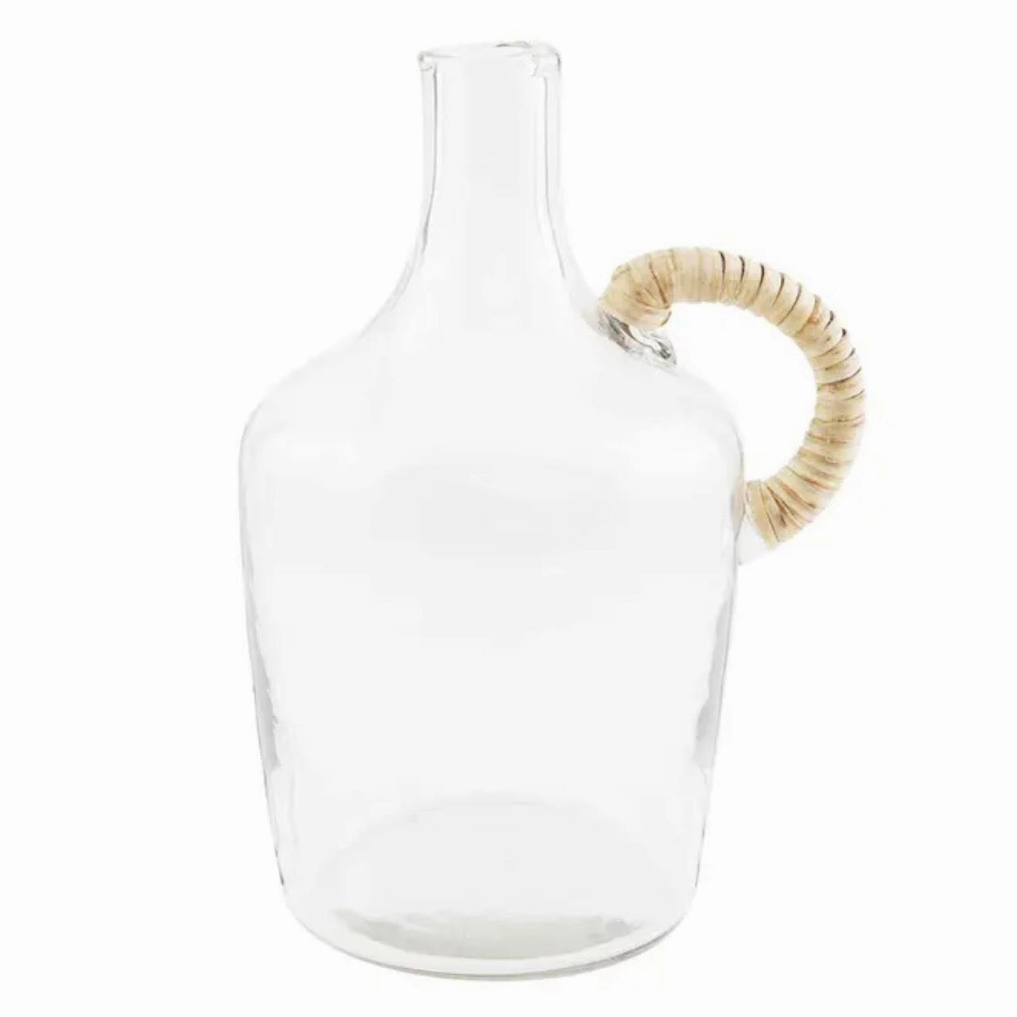 Glass Jug With Wicker Wrapped Handle