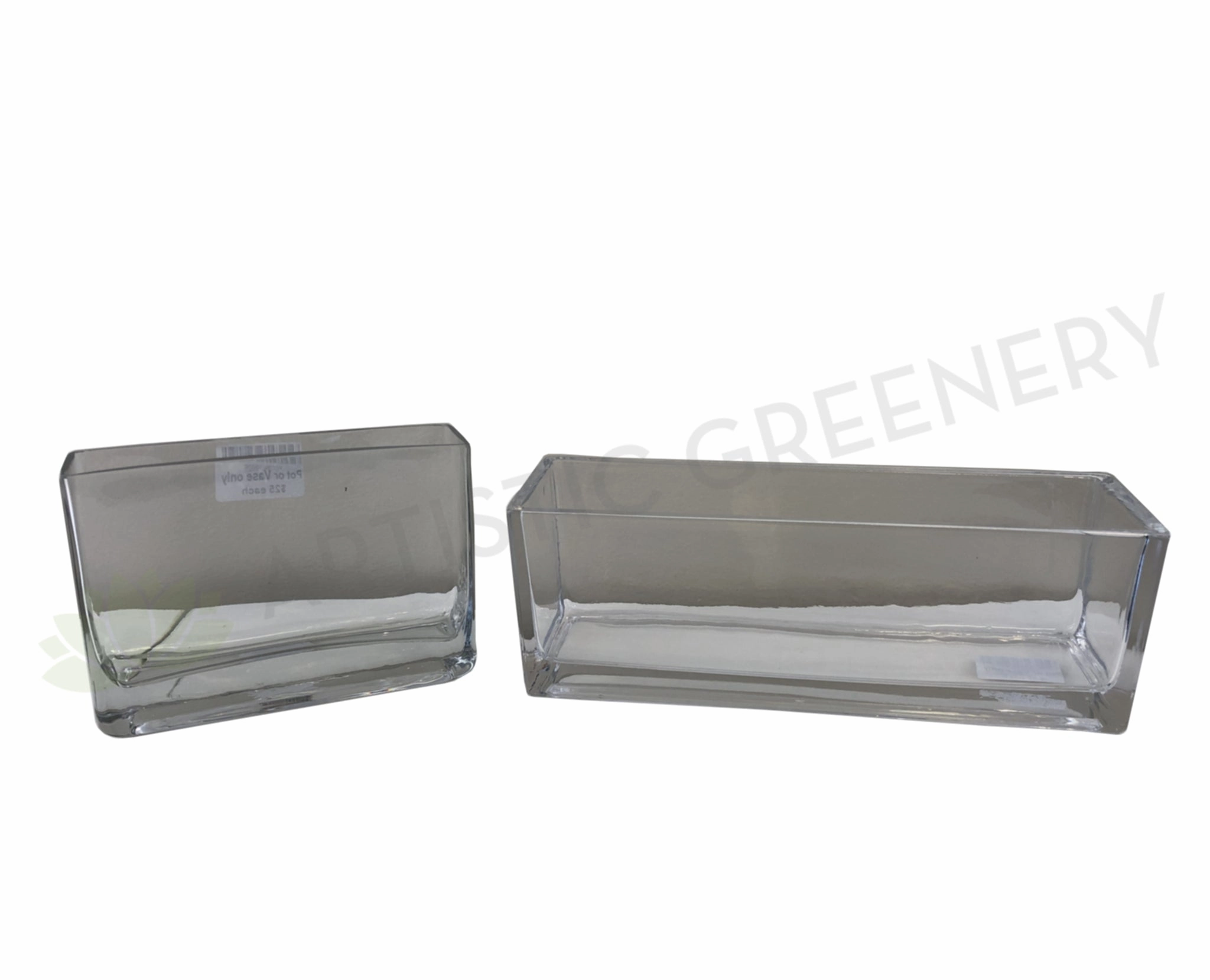 Glass Rectangle Planter / Pot (code: RECTGLA) 2 Sizes  - Clear Glass outdoor greenery  