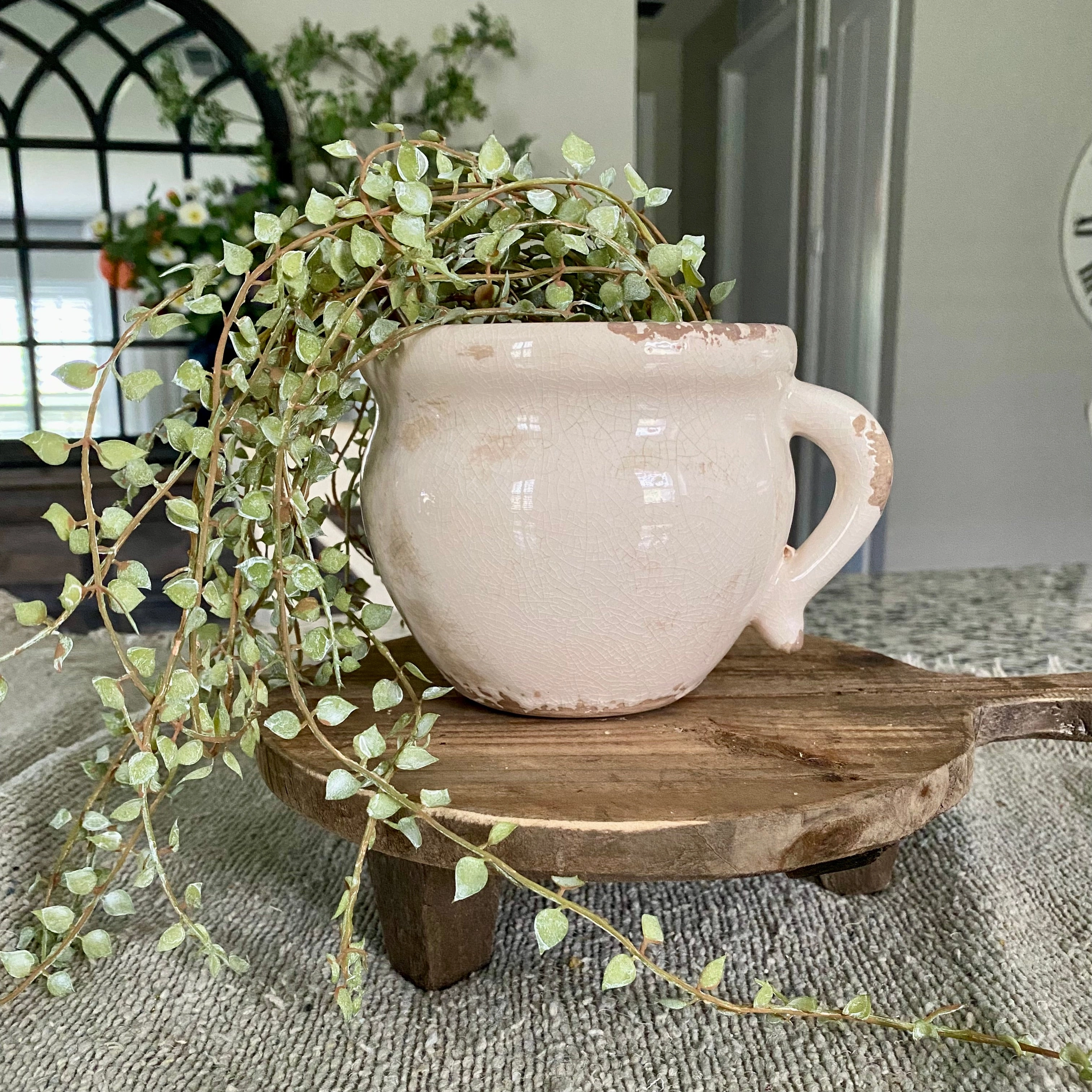Glazed Ceramic Flower Pots With Handles