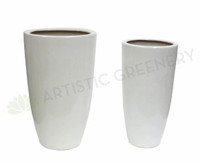 Glazed Ceramic Pot - White (Code: CER0013) outdoor greenery  