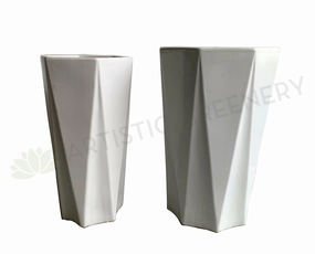 Glazed Octagon Ceramic Pot - White (Code: CER0014) outdoor greenery  
