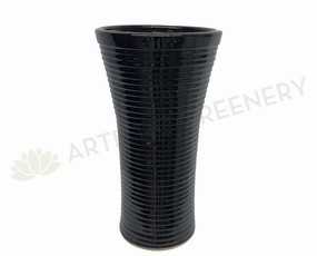 Glazed Round Ceramic Pot - Black (Code: CER005) outdoor greenery  