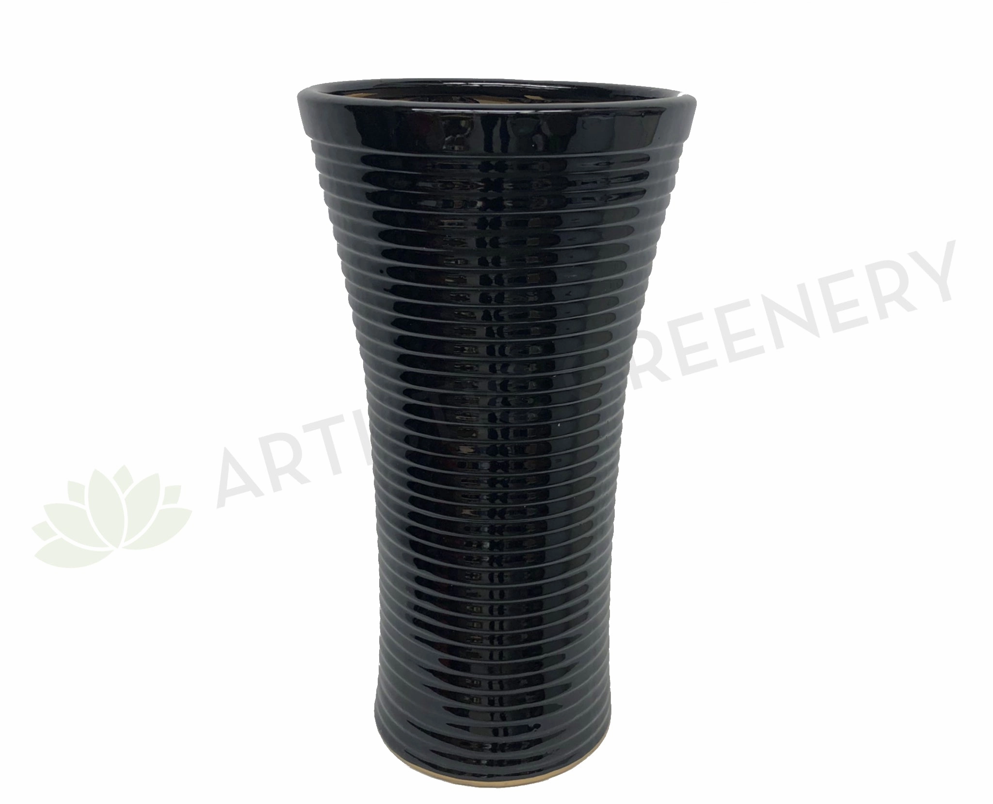 Glazed Round Ceramic Pot - Black (Code: CER005) outdoor greenery  