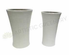 Glazed Round Ceramic Pot - White (Code: CER005) outdoor greenery  