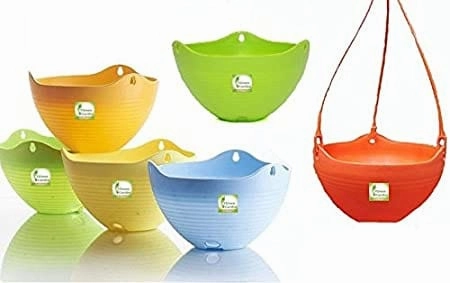Glorya Multicolour Hanging Planter (Set of 5) classic flowerpot  