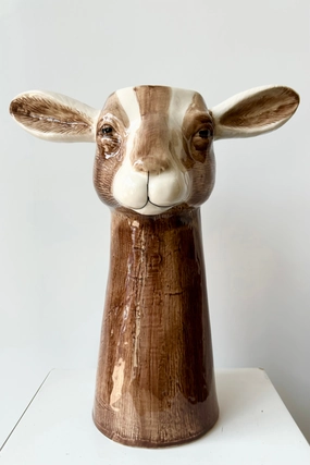 Goat Vase dried green plant  