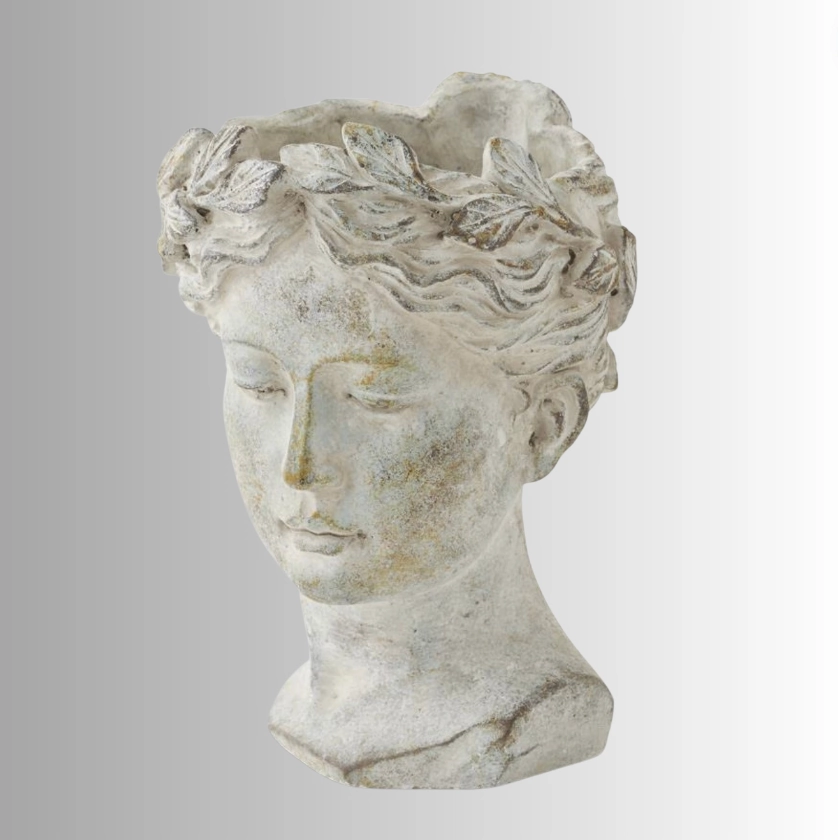 Goddess Shaped Cement Planter outdoor greenery  