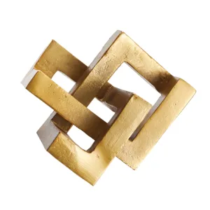Gold Finish Geometric Key Sculpture dried flowers  