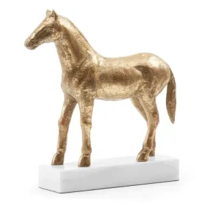 Gold Leaf Palfrey Horse Statue dried flowers  