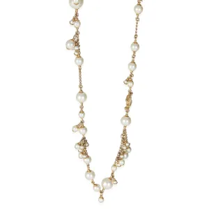 Gold-Plated  2011 Faux Pearl CC Station Necklace