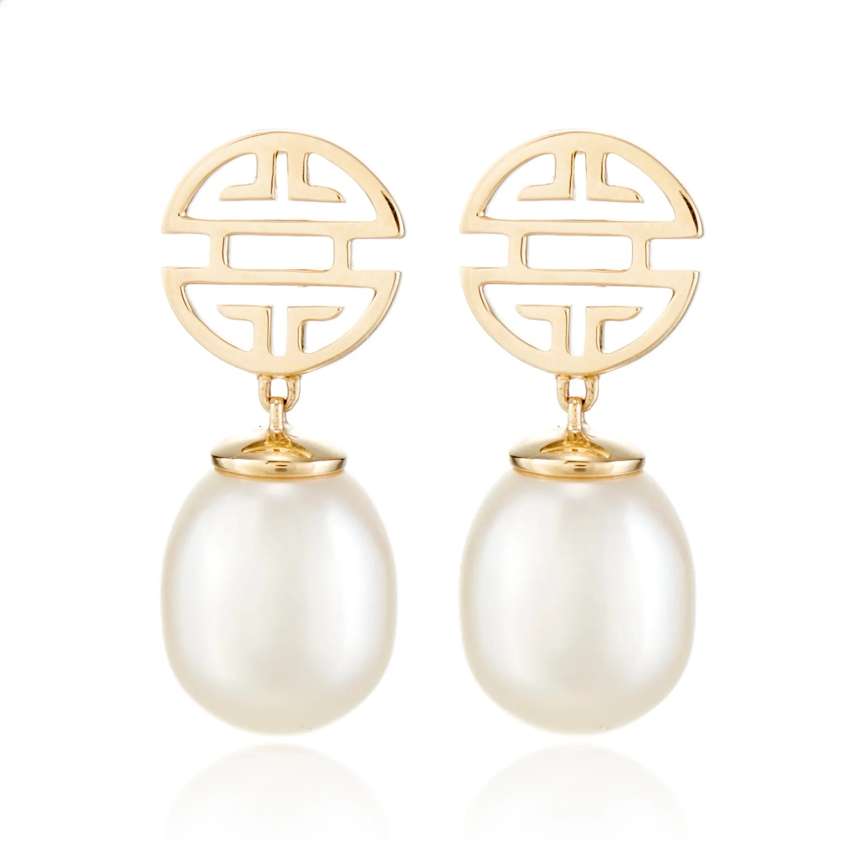 Gold Shou & Pearl Drop Earrings
