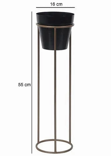 Gold & Black Pot Shape Planter Stand (Set of 2)