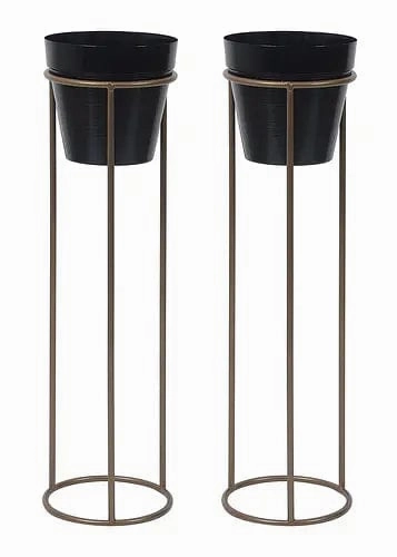 Gold & Black Pot Shape Planter Stand (Set of 2)