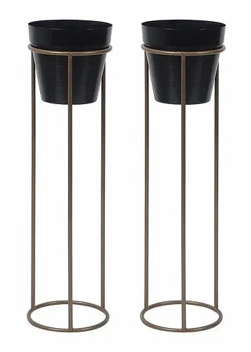 Gold & Black Pot Shape Planter Stand (Set of 2)