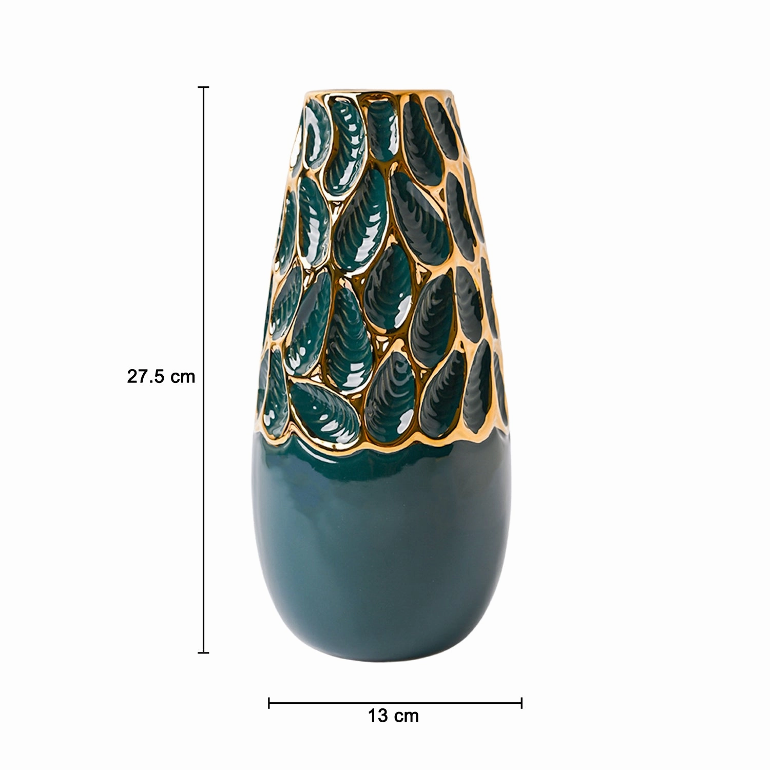 Golden & Teal Abstract Ceramic Vase