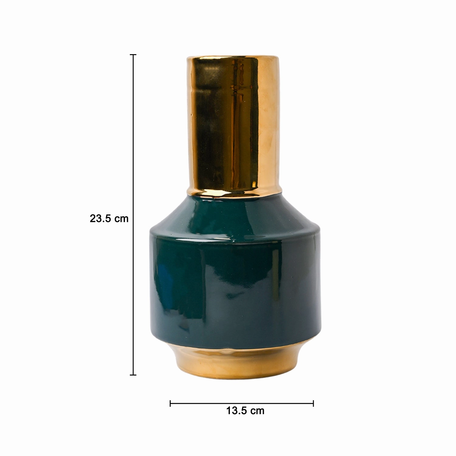 Golden & Teal Plain Ceramic Vase