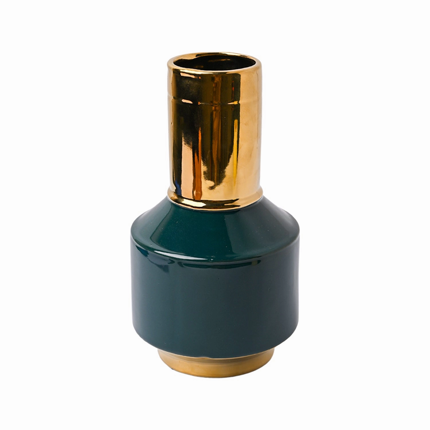 Golden & Teal Plain Ceramic Vase