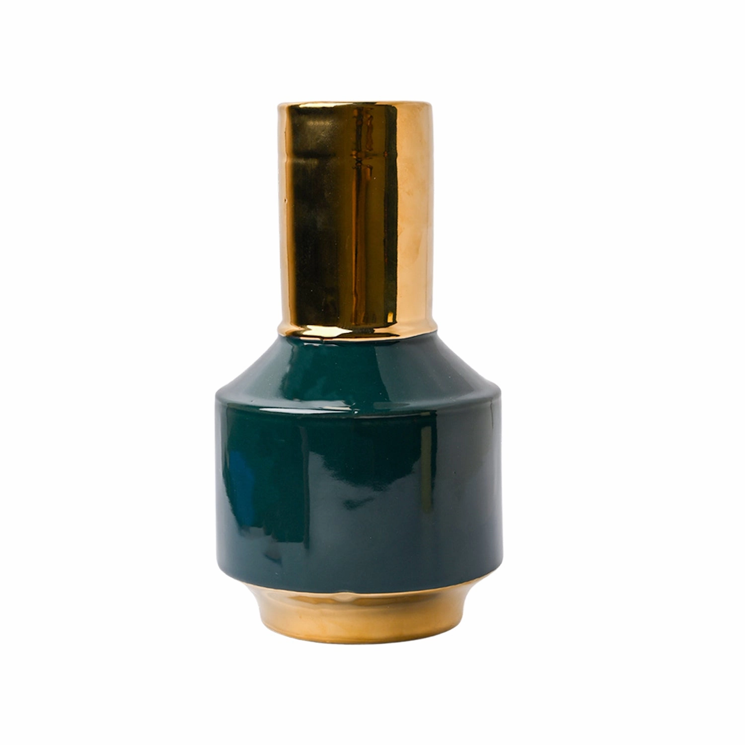 Golden & Teal Plain Ceramic Vase